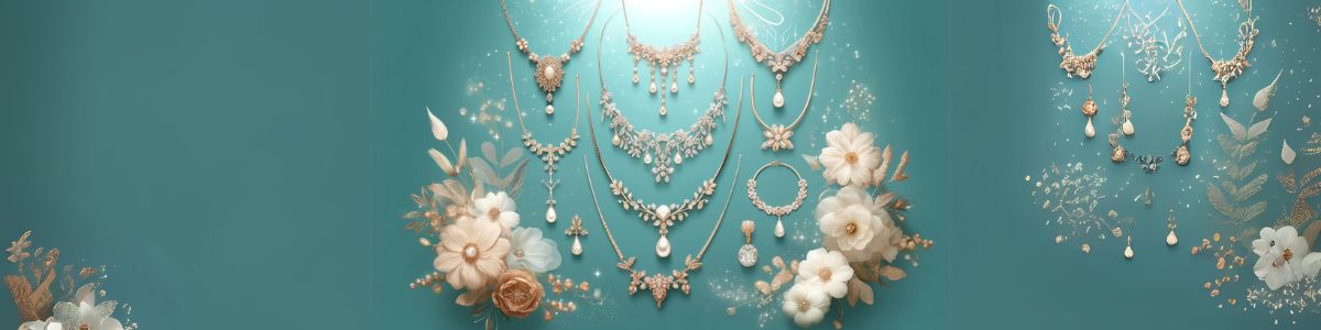 des colliers de perles et strass fins et modernes.