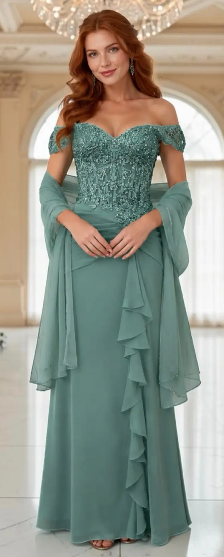 Model wearing a Mothers gown