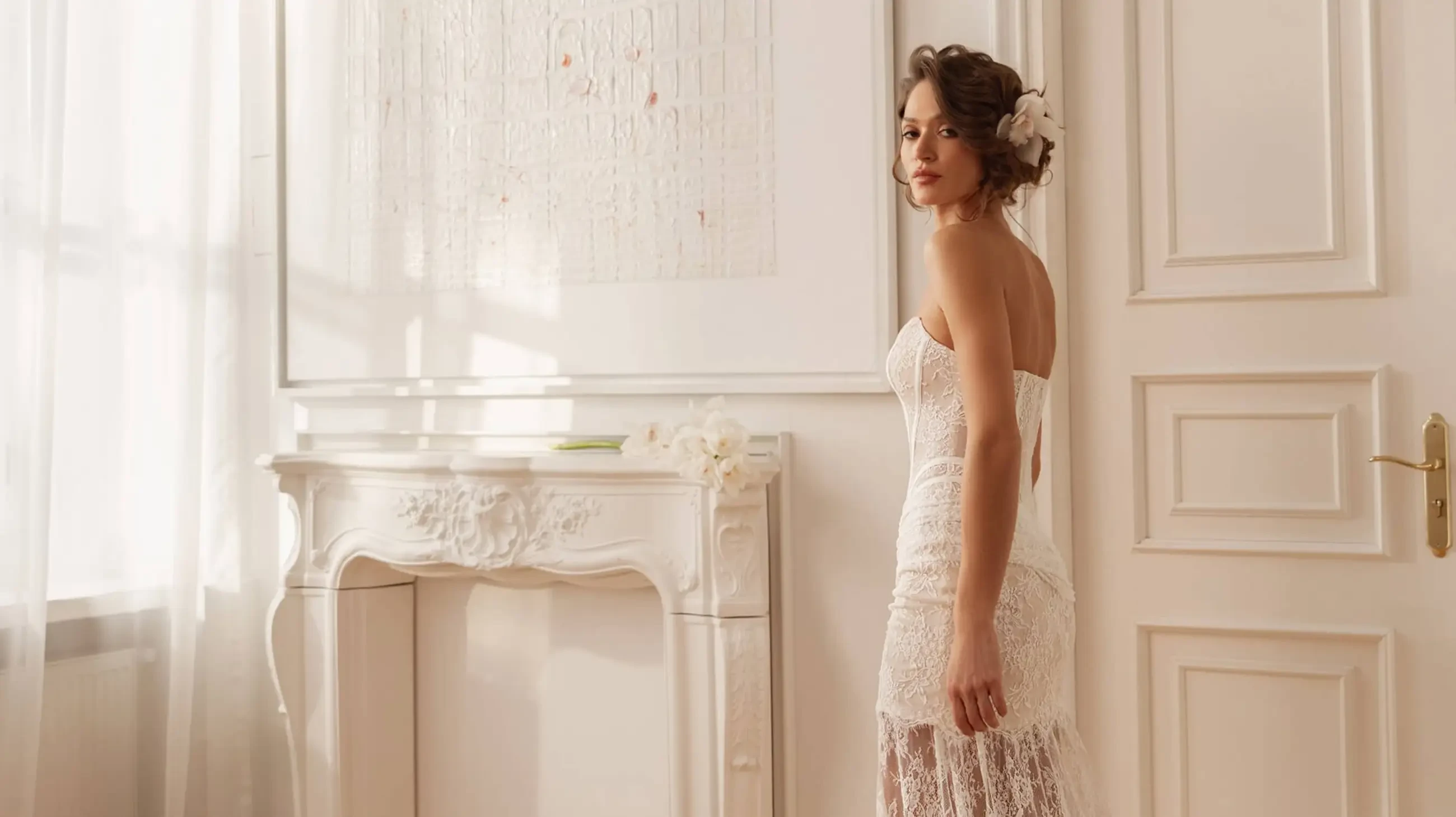 Model wearing a bridal gown